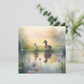 かわいい水彩画のうさぎの反射ブランク シーズンカード (スタンド正面)