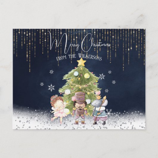 かわいい水彩画のくるみ割り人形のクリスマス シーズンポストカード (正面)