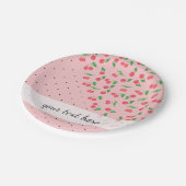 かわいい水彩画のさくらんぼの黒の水玉模様パターン ペーパープレート (アングル)