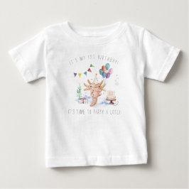 かわいい水彩画のウーパールーパー 誕生日パーティー ベビーTシャツ