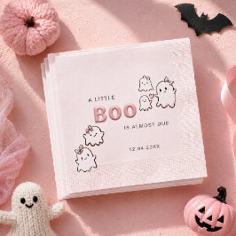 かわいい水彩画のエレガントなピンクブー ハロウィン スタンダードカクテルナプキン