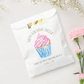 かわいい水彩画のカップケーキ ピンクのアイシング おいしそう フェイバーバッグ (封をした状態)