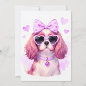 かわいい水彩画のガレンティーンズパーティーの犬の招待状 招待状 (裏面)
