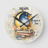 かわいい水彩画のキリン夢 ラウンド壁時計 (正面)