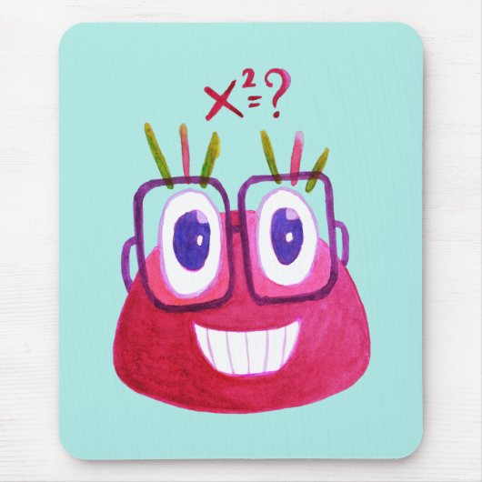 かわいい水彩画のギークキャンデーのキャラクターの数学者 マウスパッド (正面)