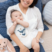 かわいい水彩画のクジラのママと赤ちゃんの名前入り ベビーボディスーツ