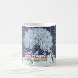 かわいい水彩画のクリスマススノーマン コーヒーマグカップ