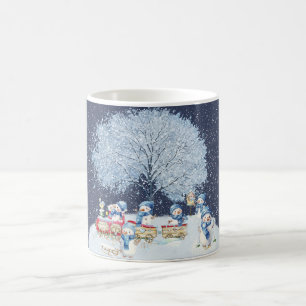 かわいい水彩画のクリスマススノーマン  コーヒーマグカップ