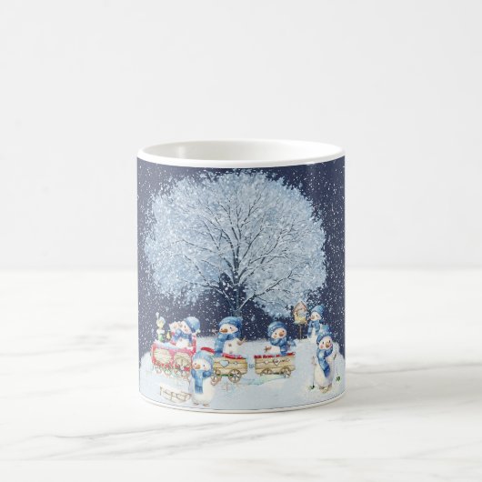かわいい水彩画のクリスマススノーマン  コーヒーマグカップ (中央)