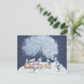 かわいい水彩画のクリスマススノーマン シーズンカード (スタンド正面)