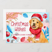 かわいい水彩画のクリスマス犬のホリデーカード シーズンカード (正面/裏面)