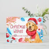 かわいい水彩画のクリスマス犬のホリデーカード シーズンカード (スタンド正面)