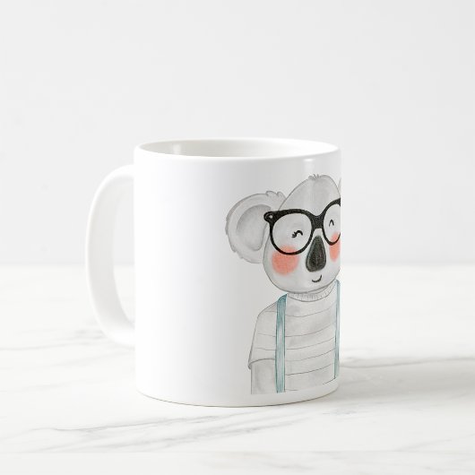かわいい水彩画のコアラのメガネ姿 コーヒーマグカップ