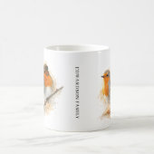 かわいい水彩画のコマドリの鳥のモノグラム コーヒーマグカップ (中央)
