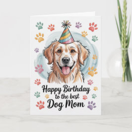 かわいい水彩画のゴールデンレトリバーの犬のママの誕生日 カード
