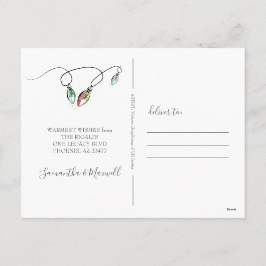 かわいい水彩画のサボテンの移動発表 シーズンポストカード (裏面)