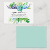 かわいい水彩画のサボテン引越しのお知らせ エンクロージャーカード (正面/裏面)