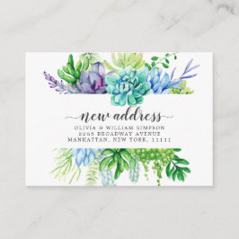 かわいい水彩画のサボテン引越しのお知らせ エンクロージャーカード