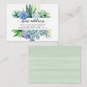 かわいい水彩画のサボテン引越しのお知らせ エンクロージャーカード (正面/裏面)