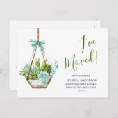 かわいい水彩画のサボテン引越しのお知らせ ポストカード (正面/裏面)