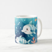 かわいい水彩画のサンゴの魚のオーダーメイド コーヒーマグカップ (正面右)