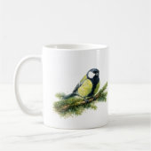 かわいい水彩画のシジュウカラのイニシャル入り コーヒーマグカップ (左)