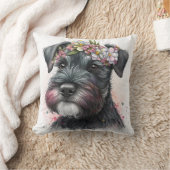 かわいい水彩画のシュナウザー子犬 クッション (ブランケット)