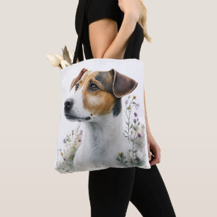 かわいい水彩画のジャック・ラッセル・テリアの犬 トートバッグ