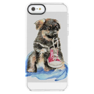 かわいい水彩画のジャーマン・シェパードの小犬ペット クリア iPhone SE/5/5sケース