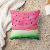 かわいい水彩画のスイカの枕 クッション (ブランケット)