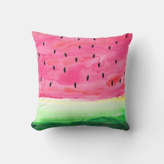 かわいい水彩画のスイカの枕 クッション (正面)