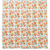 かわいい水彩画のスイートシトラスオレンジの果物 シャワーカーテン (正面)