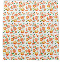 かわいい水彩画のスイートシトラスオレンジの果物 シャワーカーテン