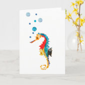 かわいい水彩画のタツノオトシゴのタツノオトシゴの海動物 カード (黄色い花)