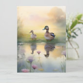 かわいい水彩画のダックリフレクション白紙 カード (スタンド正面)