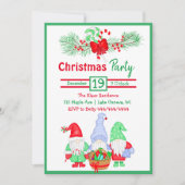かわいい水彩画のノームのクリスマスパーティー 招待状 (正面)