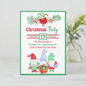 かわいい水彩画のノームのクリスマスパーティー 招待状 (スタンド正面)