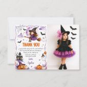 かわいい水彩画のハロウィンお誕生日おめでとう サンキューカード (正面)