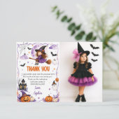 かわいい水彩画のハロウィンお誕生日おめでとう サンキューカード (スタンド正面)