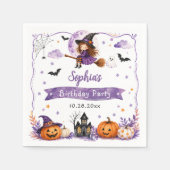 かわいい水彩画のハロウィンお誕生日おめでとう スタンダードカクテルナプキン (正面)
