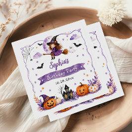 かわいい水彩画のハロウィンお誕生日おめでとう スタンダードカクテルナプキン