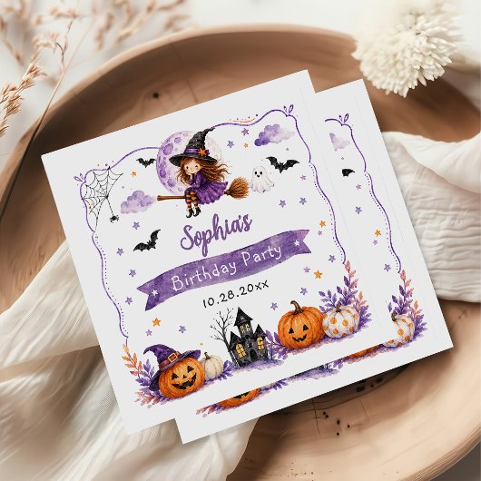 かわいい水彩画のハロウィンお誕生日おめでとう スタンダードカクテルナプキン