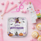 かわいい水彩画のハロウィンお誕生日おめでとう ペーパープレート (パーティー)