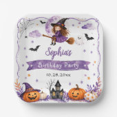 かわいい水彩画のハロウィンお誕生日おめでとう ペーパープレート (正面)