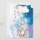 かわいい水彩画のバニーの男の子のベビーシャワー 招待状 (正面)
