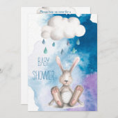 かわいい水彩画のバニーの男の子のベビーシャワー 招待状 (正面/裏面)