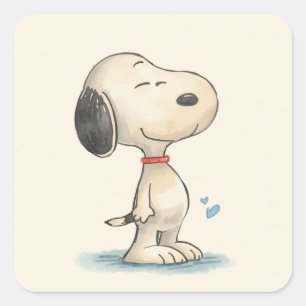 かわいい水彩画のビーグル犬のイラスト スクエアシール