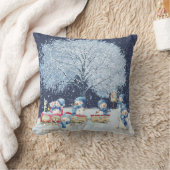 かわいい水彩画のフェスティブな雪だるま クッション (ブランケット)