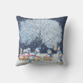 かわいい水彩画のフェスティブな雪だるま クッション (裏面)