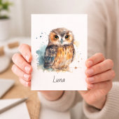 かわいい水彩画のフクロウ、カスタム ポストカード